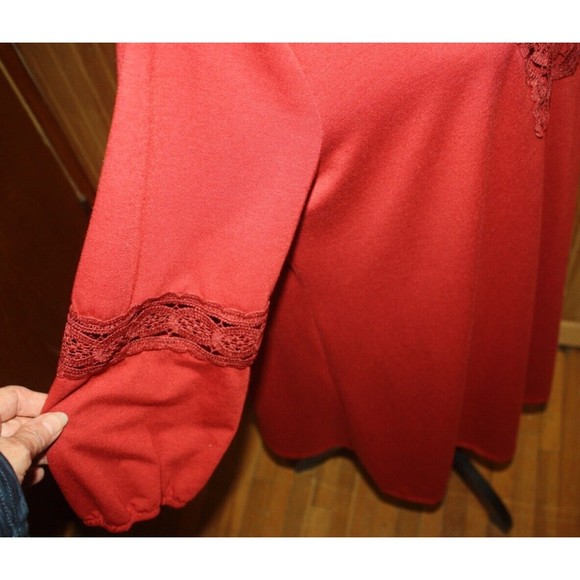 Just Found Crochet Trim V-Neck 3/4 Sleeves Knee Length Pullover Dress  Sz 2X NWT - Picture 4 of 8